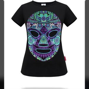 Black shirt graphic mexican luchalibre top